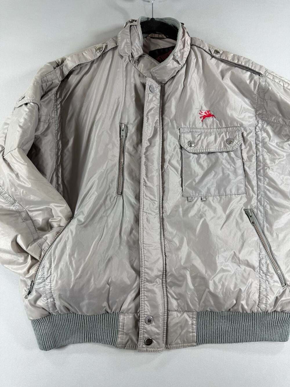 Vintage Upstream Racing Division Gray Bomber Jacket XL